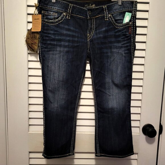 SILVER Jeans Women's McKenzie Capri size 34 Blue Denim NEW NWT - Picture 1 of 9